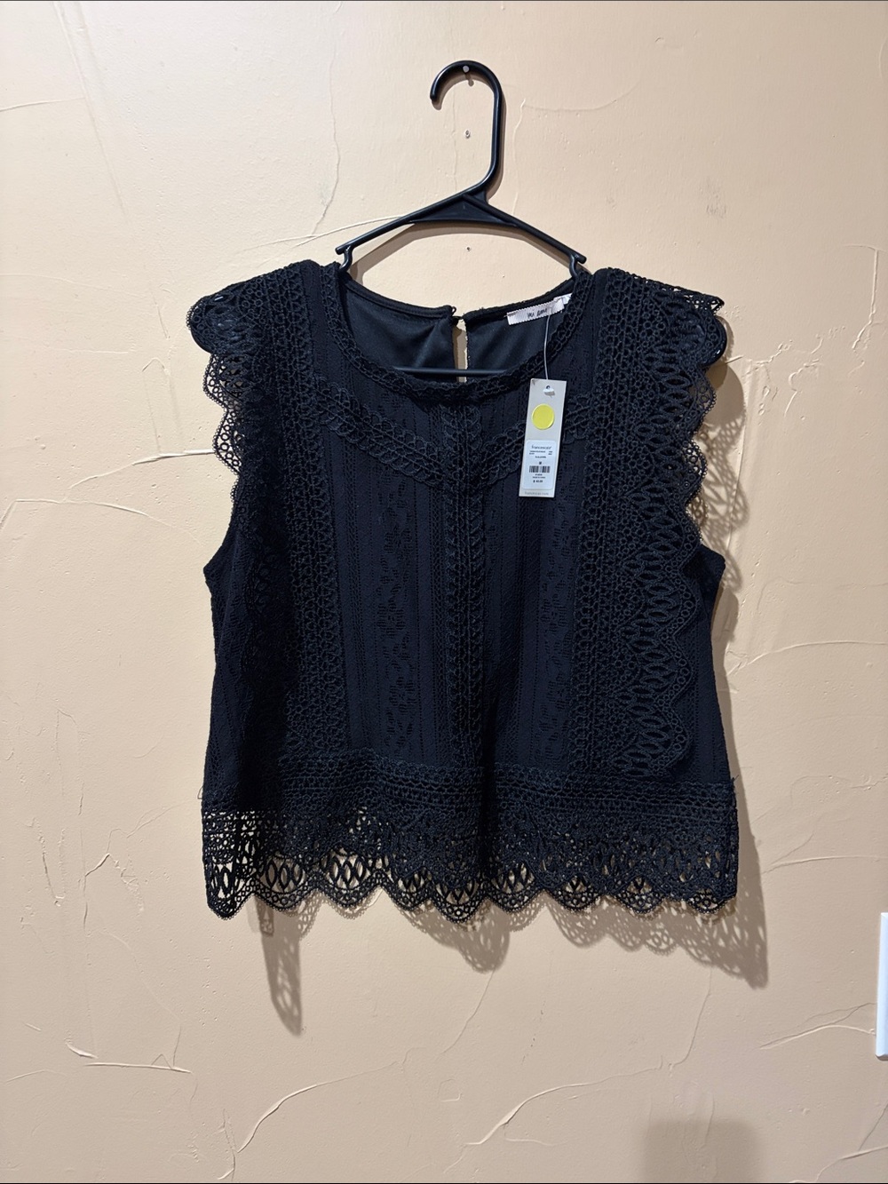 NWT Francesca's Collections Black Crochet Top